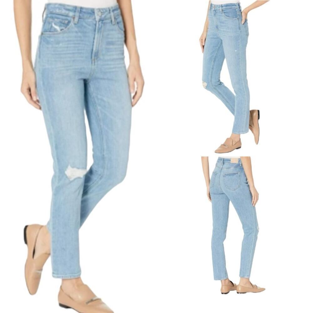 PAIGE Sarah Slim Crop Jeans Starstruck Destructed High Rise Size 27 Distressed